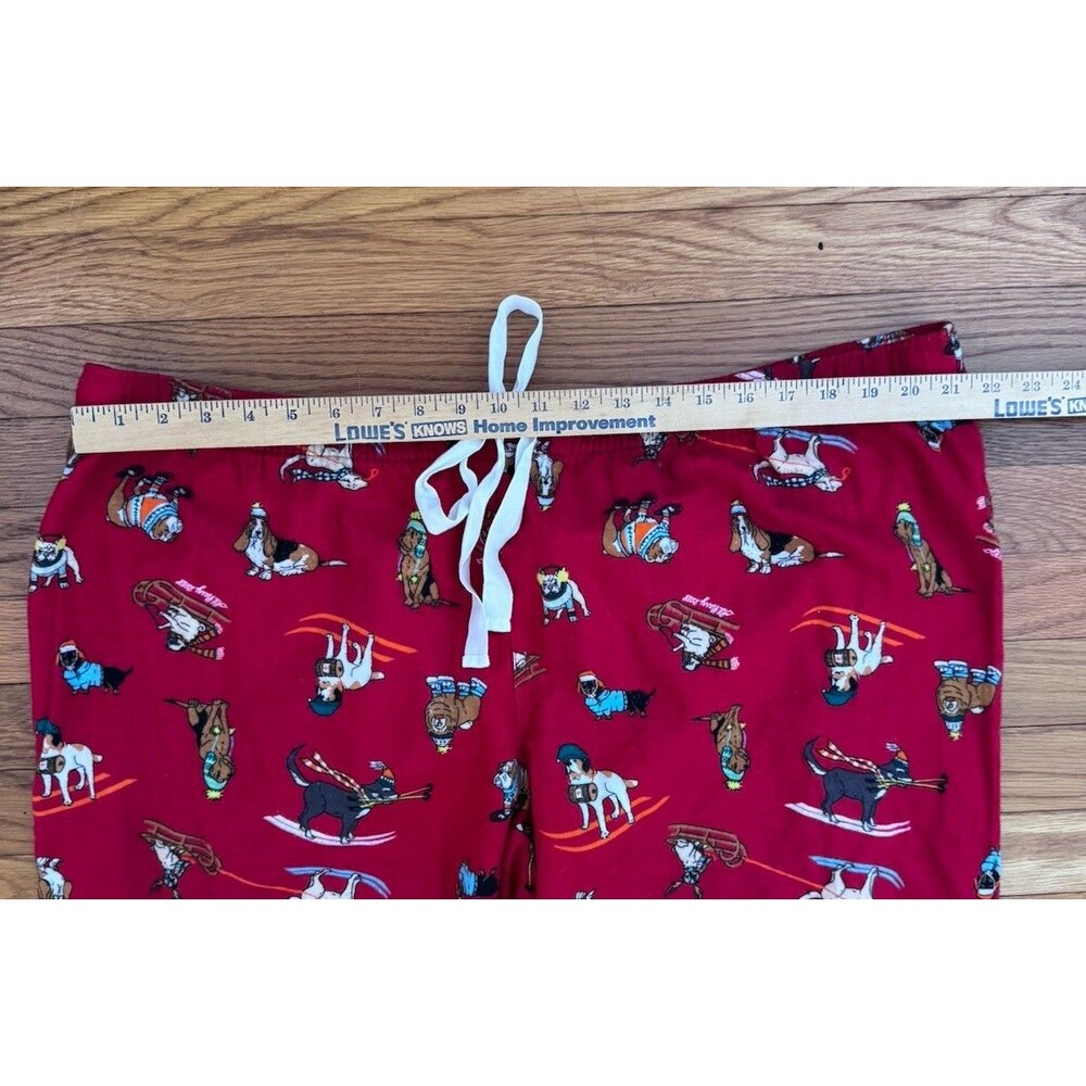 Old Navy Flannel Pajama Bottoms Christmas Dog Skiing Red Plus Size 2X Cotton - Picture 9 of 10